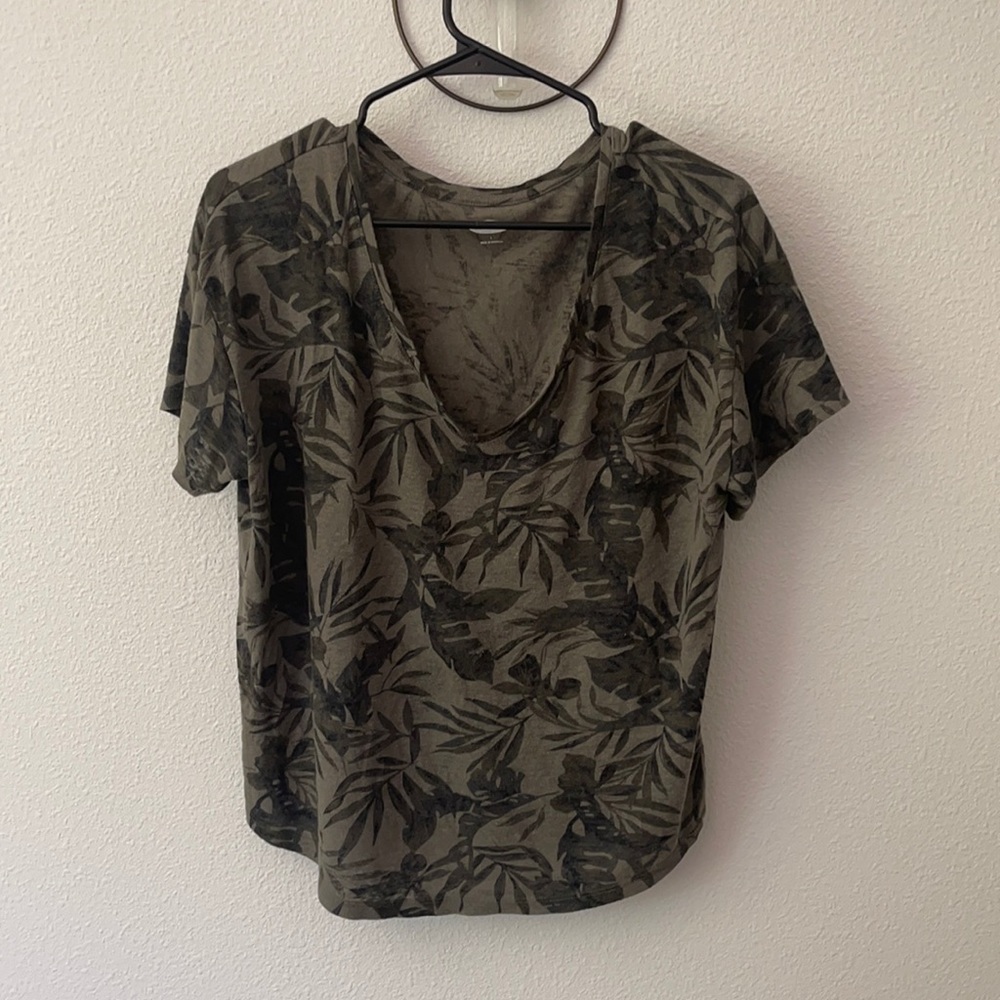Olive green tropical T-shirt